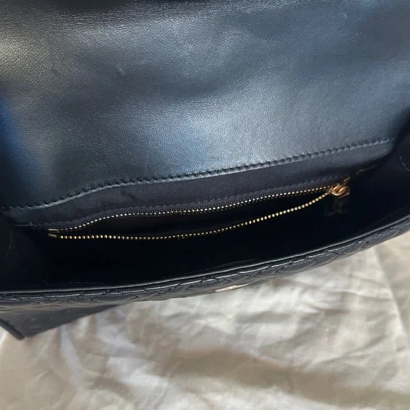 Tory Burch Fleming Large Convertible Bag Black Quilted Leather w/ Dust Bag - Picture 12 of 13